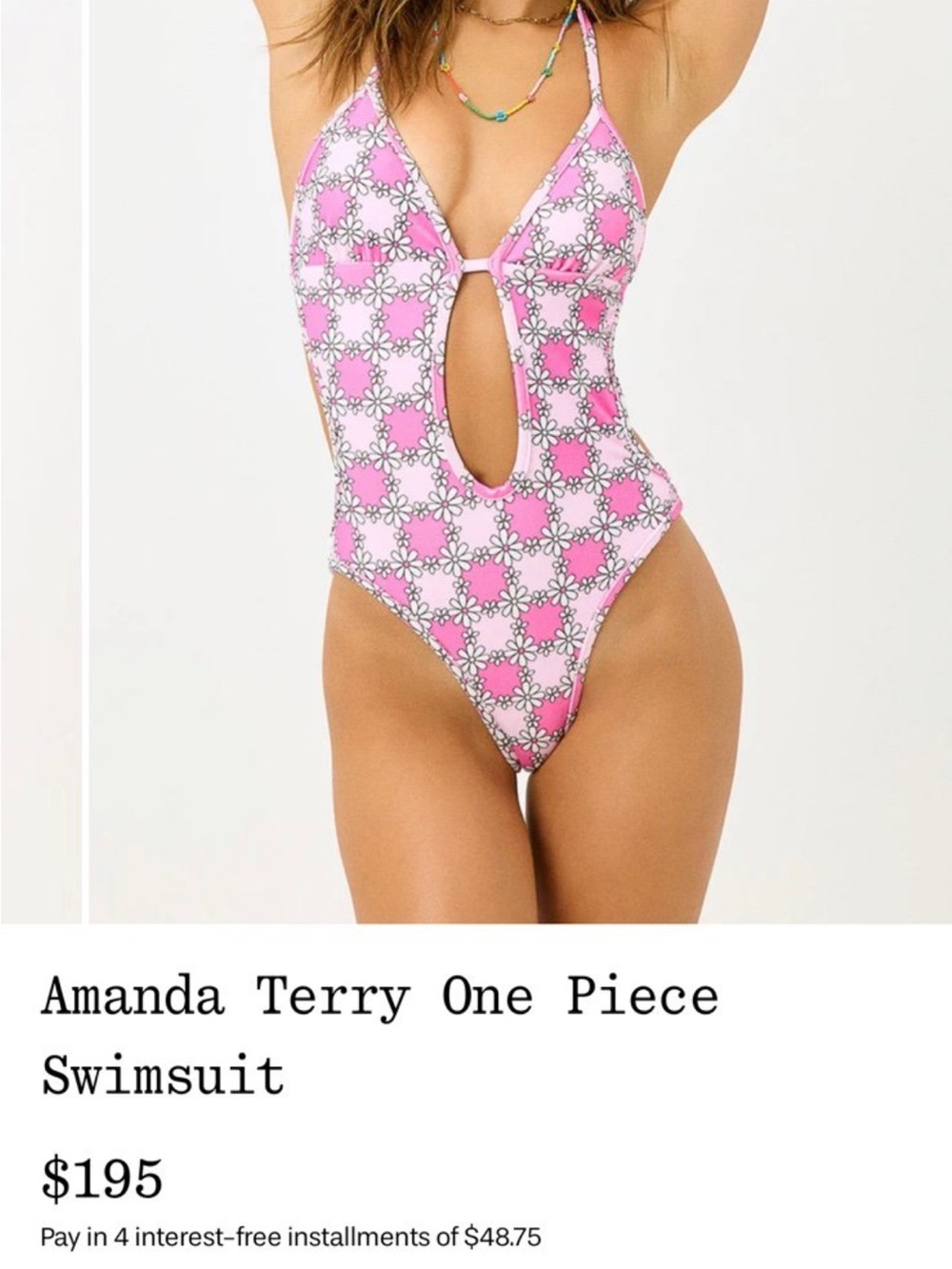 Frankie's Bikinis Pink Floral Keyhole One-Piece